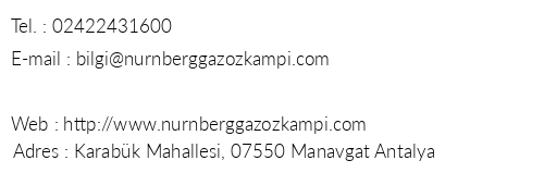 Nrnberg Gazoz Kamp telefon numaralar, faks, e-mail, posta adresi ve iletiim bilgileri